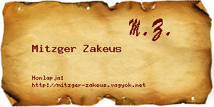Mitzger Zakeus névjegykártya